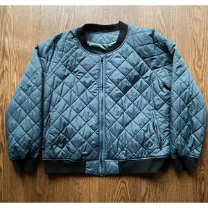 Oversized Teal Streetwear Puffer Bomber Jacket